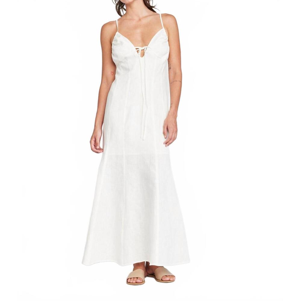 NEW SELF CONTRAST nila adjustable straps maxi dress in white